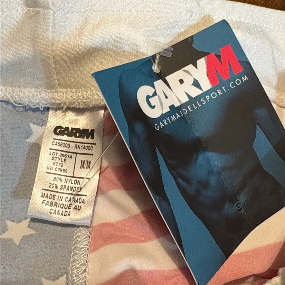 NEW Gary Majdell Sport Boxer Brief Swimsuit Medium Stars Stripes NWT